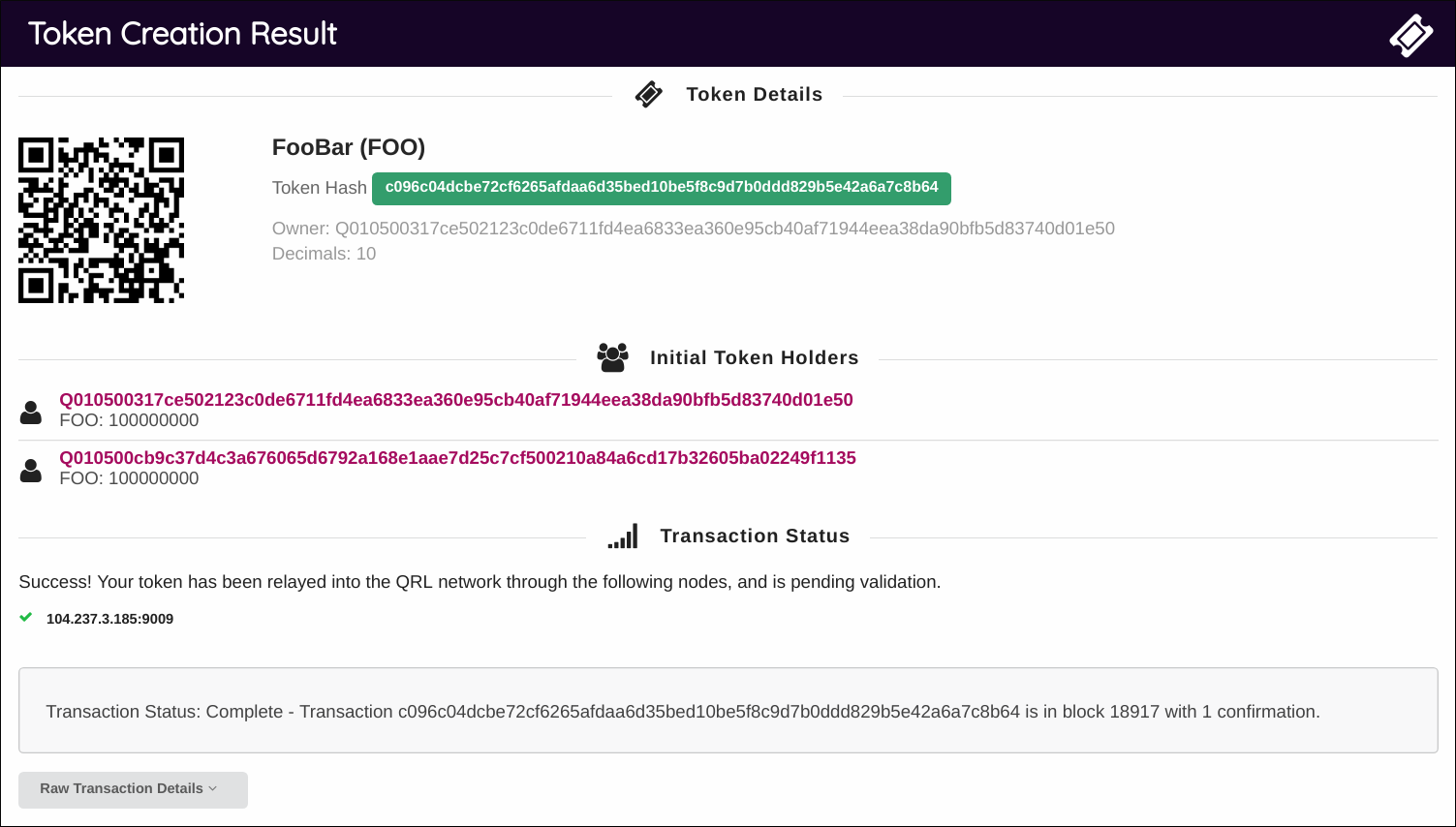 QRL Token Success