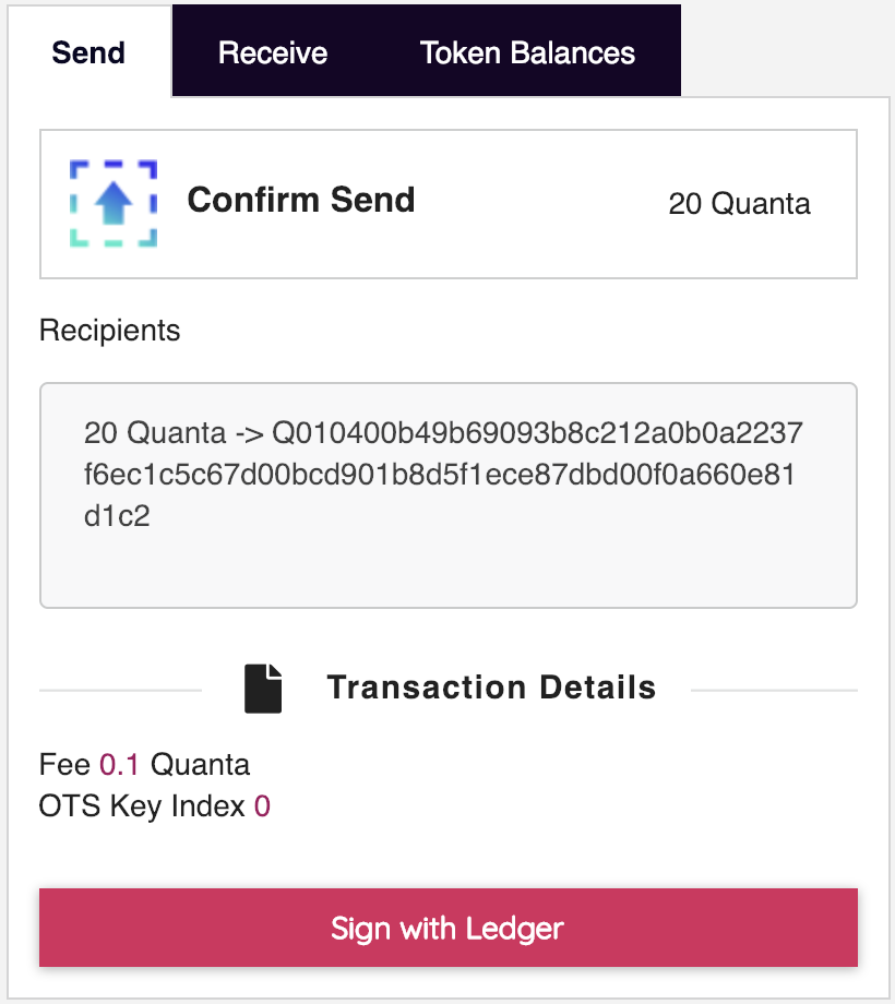 QRL Confirm Transaction