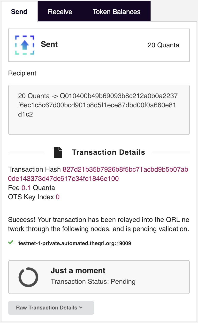 QRL Ledger Awaiting Block